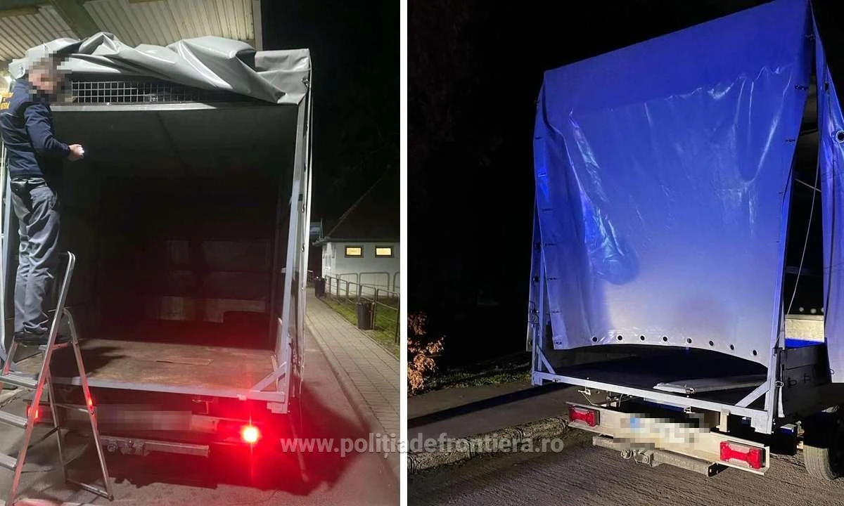 12 cetățeni străini, depistaţi într-un compartiment special amenajat dintr-o autoutilitară, la Turnu