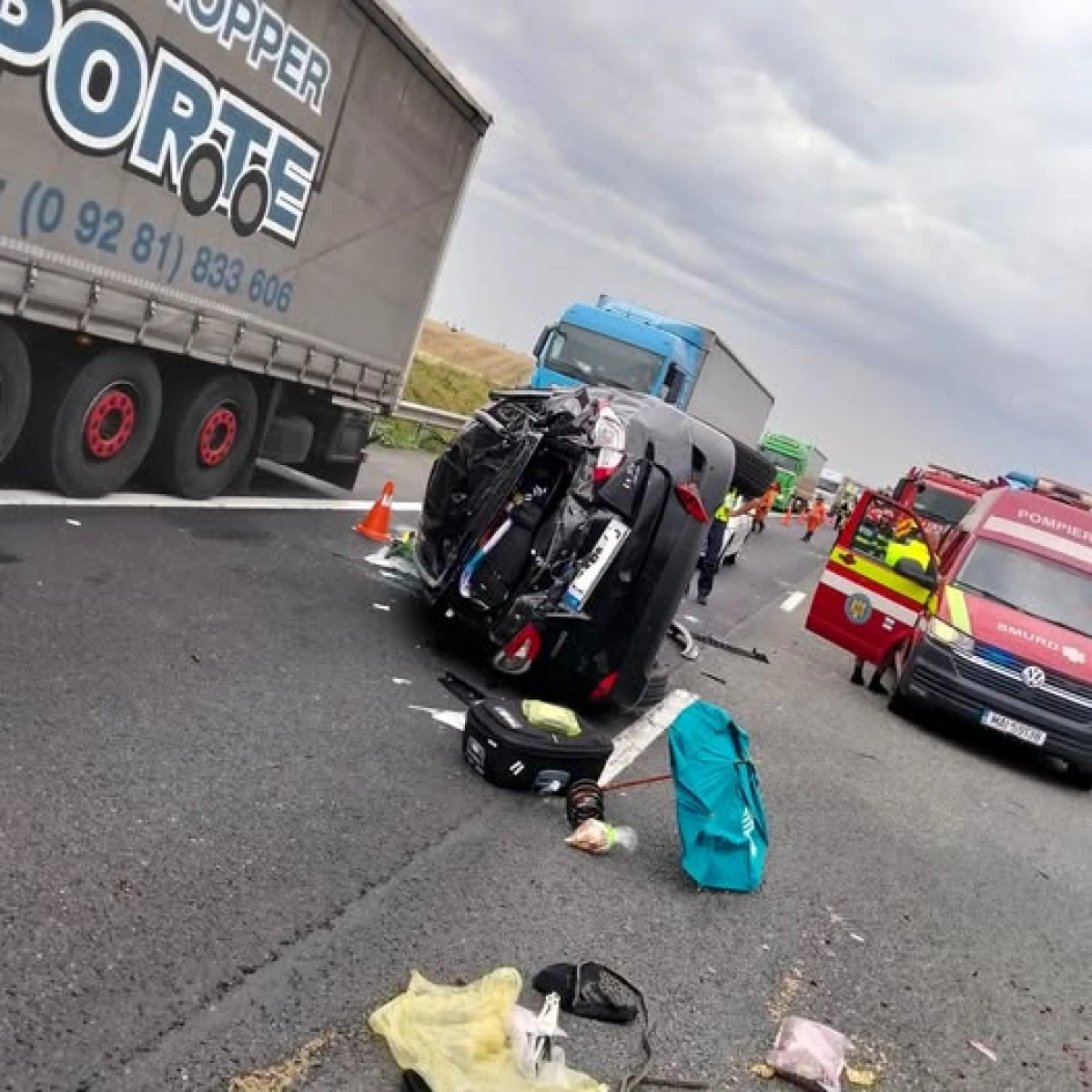 Accident pe autostrada A1, între Timișoara și Arad. Două persoane au ajuns la spital
