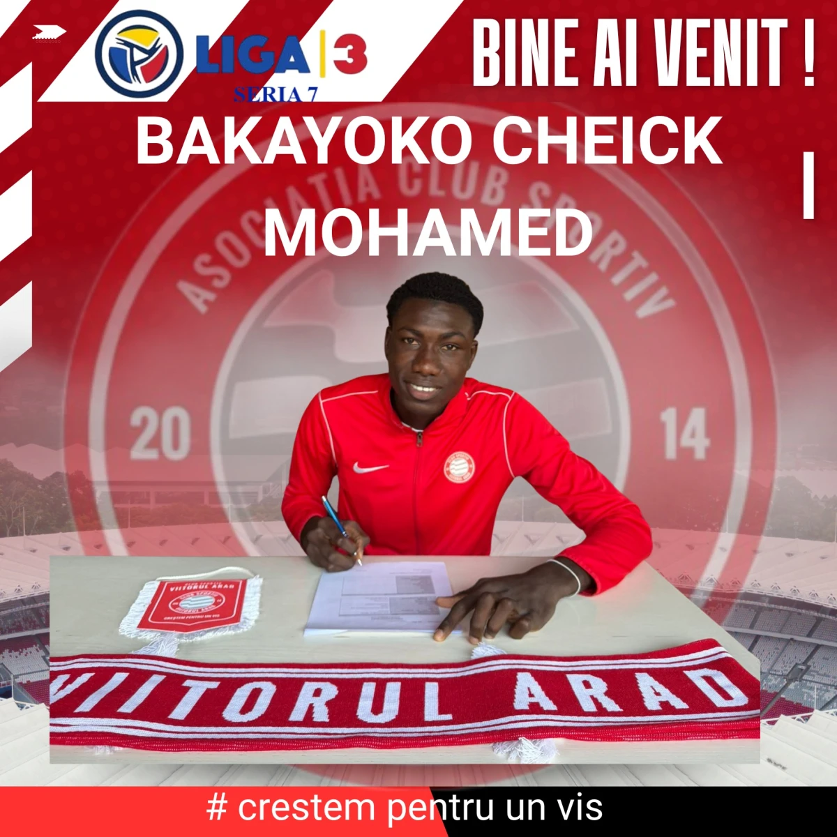 ACS Viitorul Arad a transferat un fundaș de 1,99 metri: Bakayoko Chieick Mohamed întărește defensiva