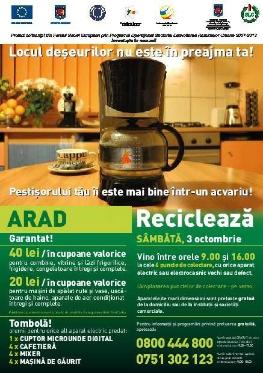 ACTIUNE DE COLECTARE A DESEURILOR ELECTRICE SI ELECTROCASNICE ORGANIZATA DE PRIMARIA ARAD