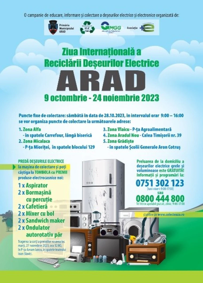 Acțiune de colectare a deșeurilor electrice și electronice în municipiul Arad