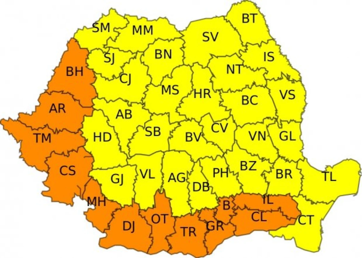 ANM a emis cod portocaliu de caniculă pentru județul Arad