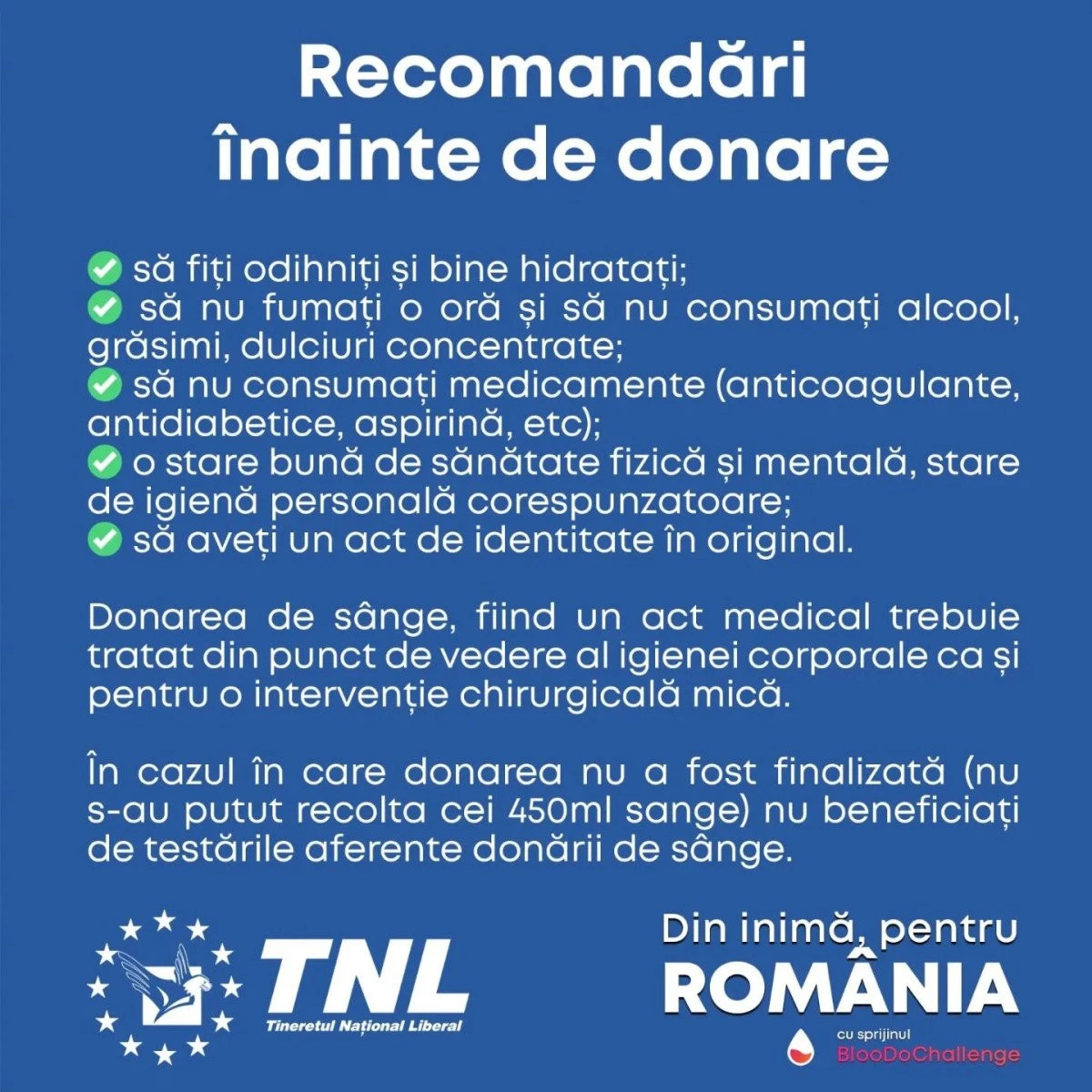 Apel umanitar pentru donare de sânge din partea tinerilor liberali