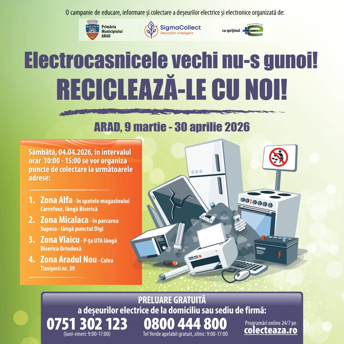 Arădenii pot preda gratuit electrocasnicele vechi. Campanie de colectare DEEE, sâmbătă, în patru zone din oraș