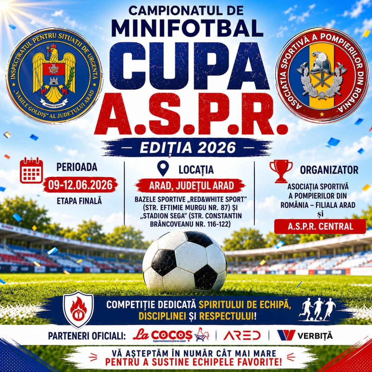 Aradul găzduiește Campionatul Național de Minifotbal al Pompierilor. ISU Arad își apără trofeul câștigat anul trecut