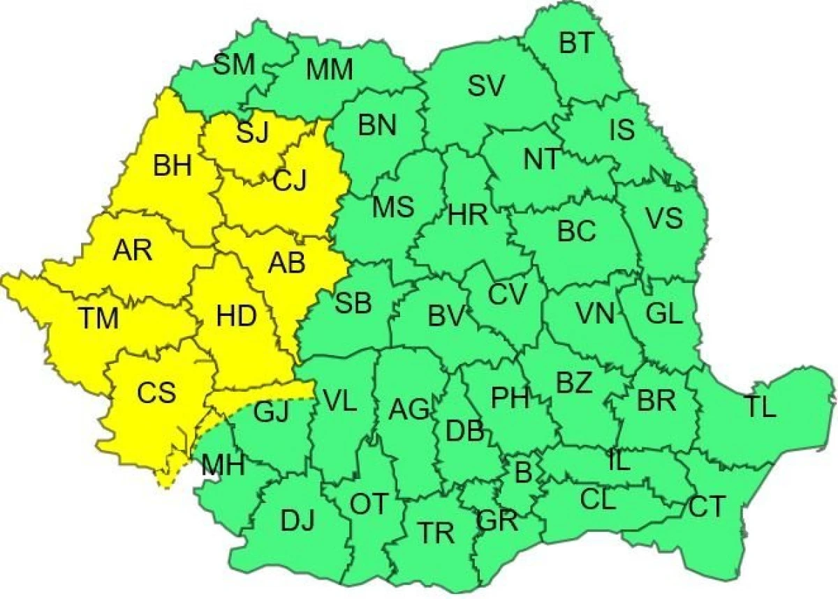 Aradul, sub Cod galben de furtuni până duminică dimineața