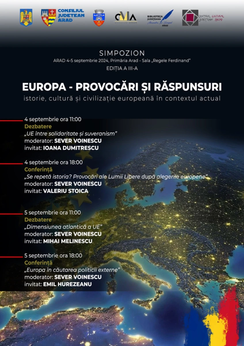 Aradul va găzdui simpozionul „Europa – provocări și răspunsuri” 2024