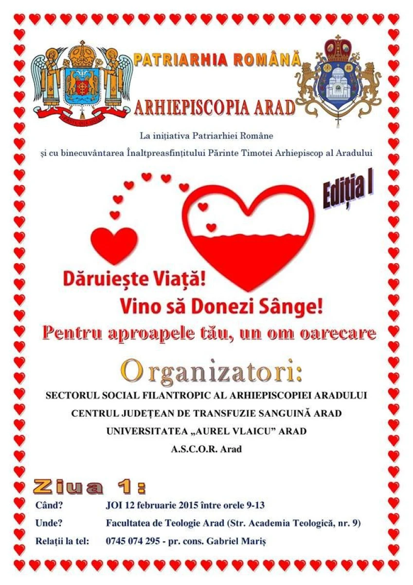 ARHIEPISCOPIA ARADULUI A DEMARAT O CAMPANIE DE DONARE DE SANGE