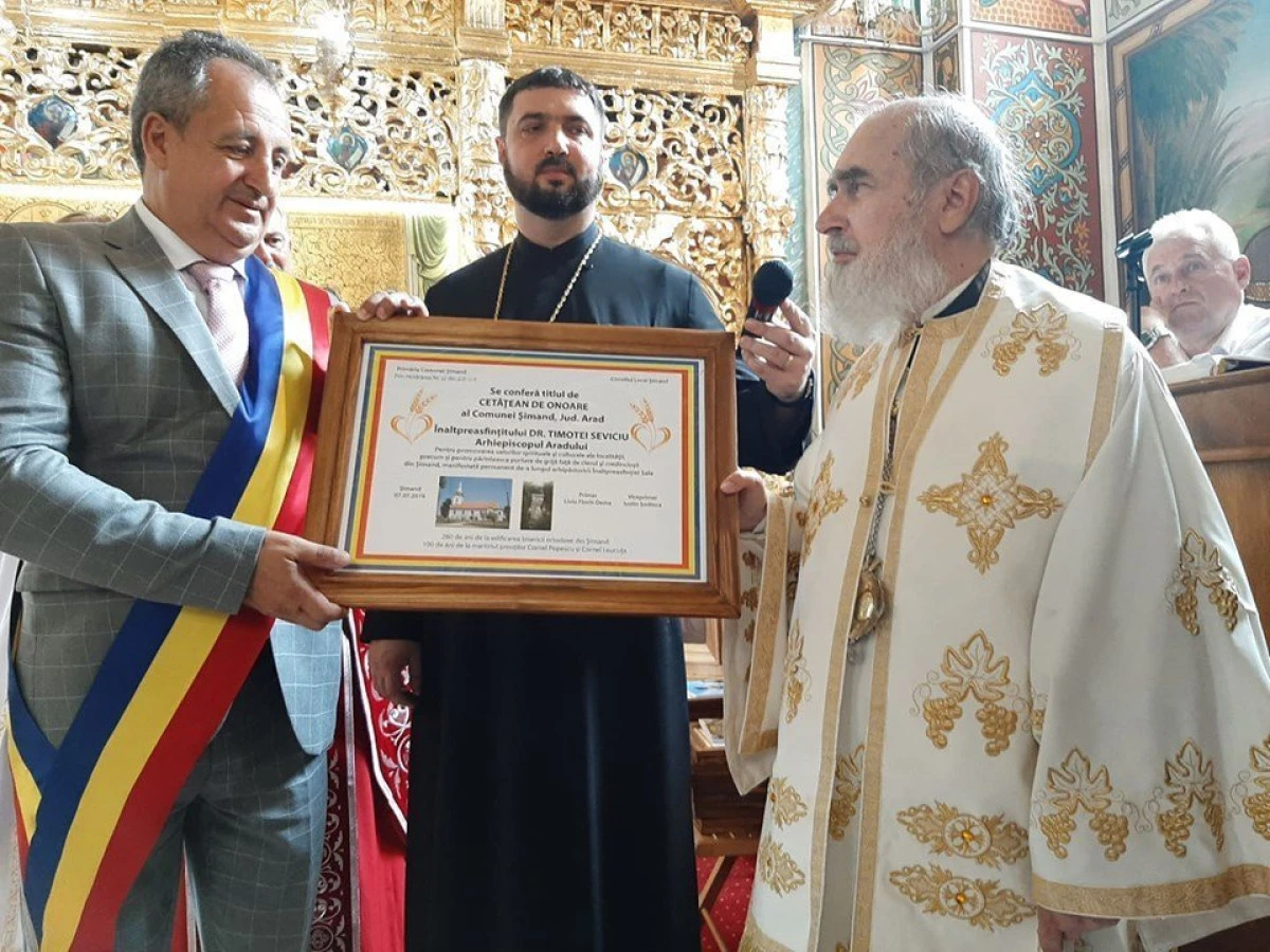 Arhiepiscopul Timotei Seviciu a primit titlul de cetățean de onoare al comunei Șimand