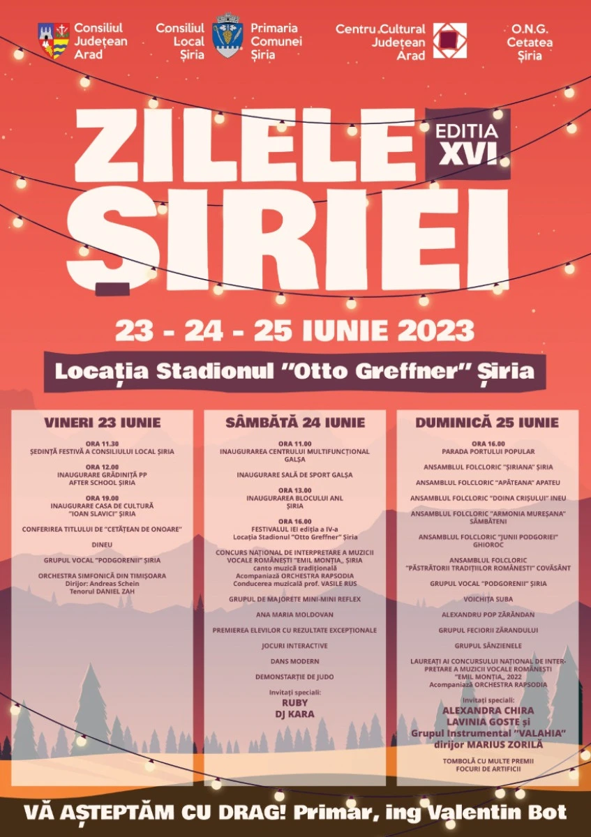 Astăzi se dă startul celei de-a XVI-a ediții a „Zilelor Șiriei”