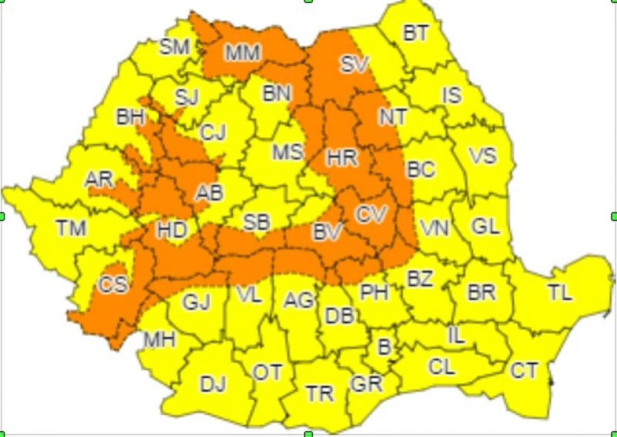 Avertizare de vreme severă pentru toată țara