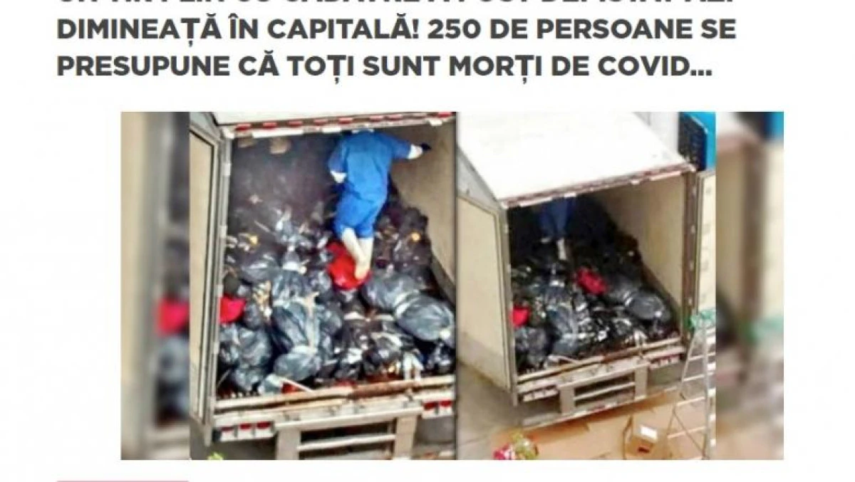 Avertizare GCS: Știre falsă despre un TIR plin cu morți de COVID descoperit în București