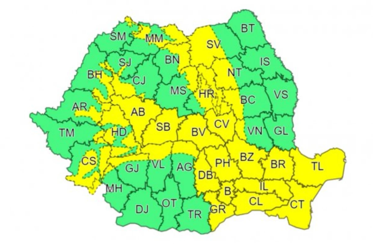 Avertizare meteo ANM de vijelii, ninsori și viscol! Este vizată de Codul galben și o parte din județul Arad