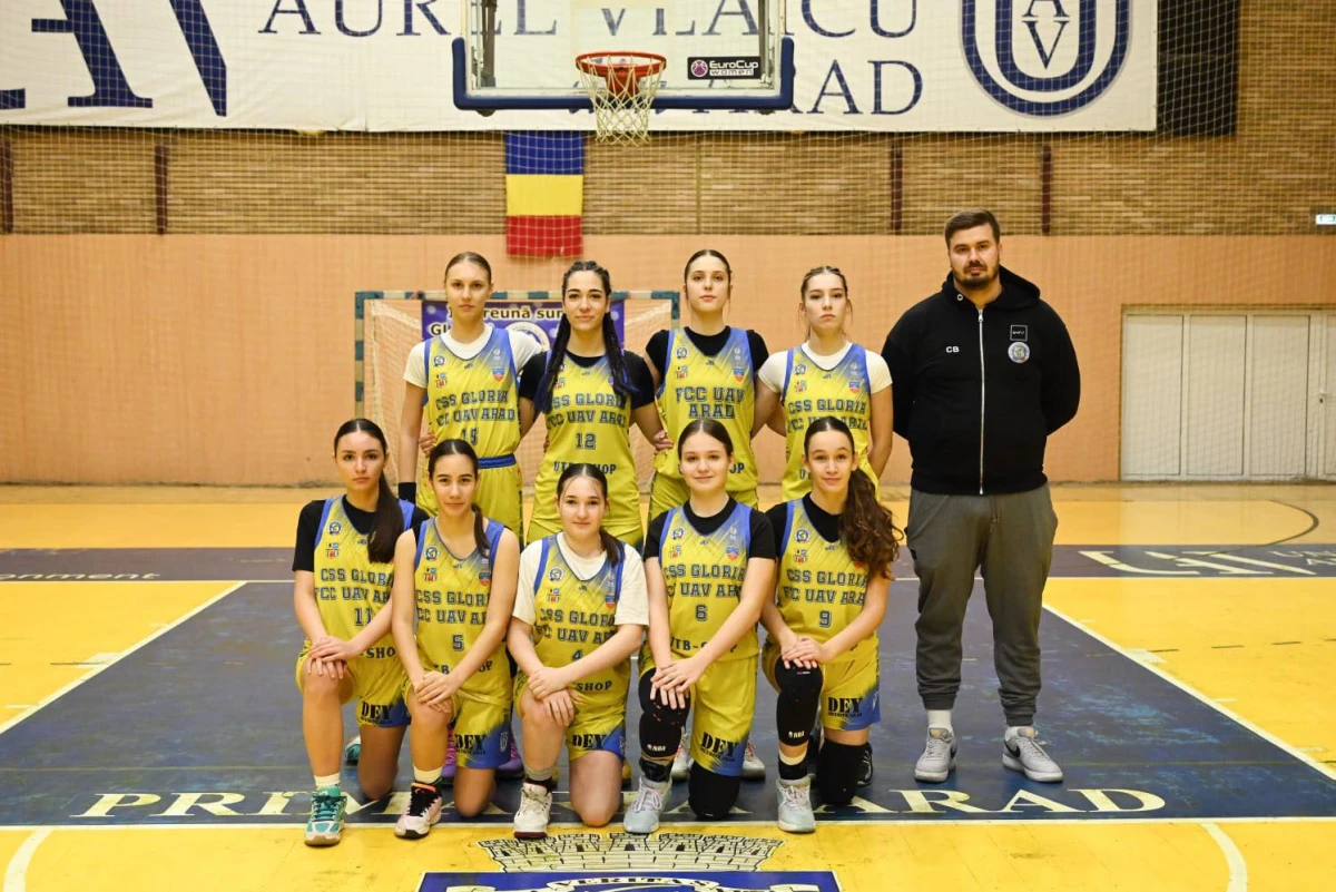 Baschet: Junioarele U15 de la CSS Gloria Arad, o victorie și un eșec în semifinalele de la București
