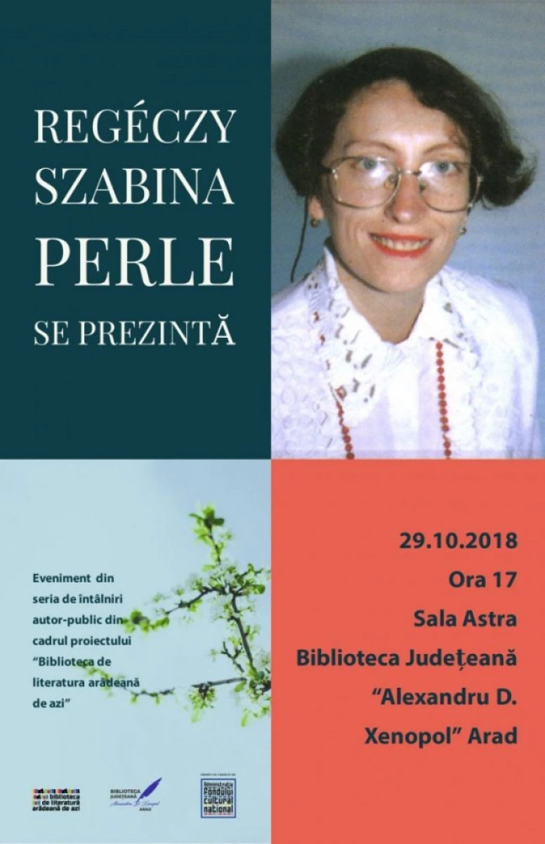 Biblioteca Județenă vă invită la o întâlnire cu scriitoarea Regéczy Szabina Perle