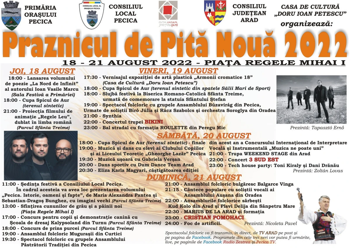 Bikini și 3 Sud Est vor concerta la Praznicul de Pită Nouă! Patru zile de sărbătoare, la Pecica