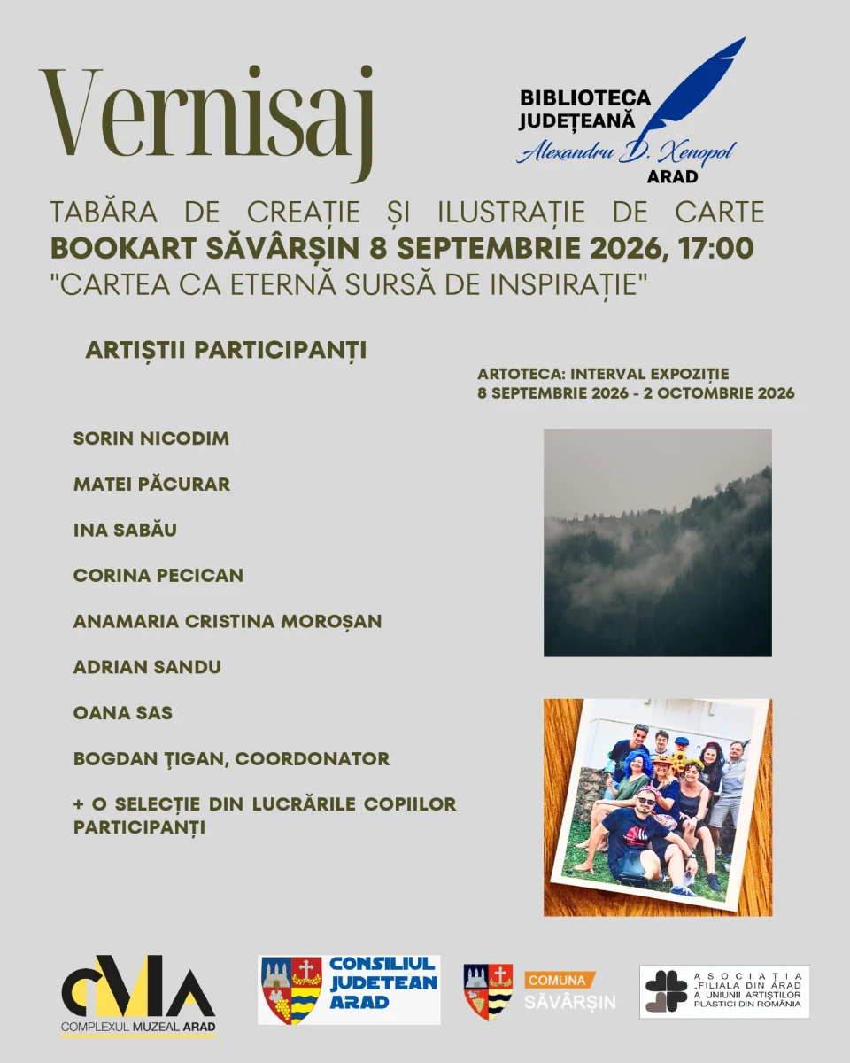 BookArt Săvârșin 2026 vine la Biblioteca Arad