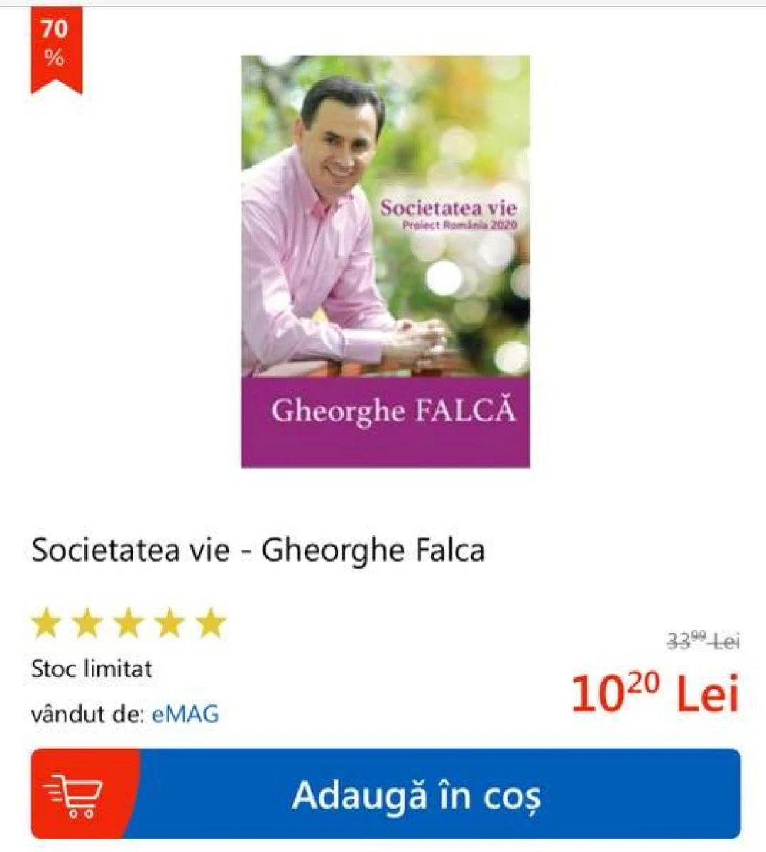 Cartea lui Falcă nu se vinde nici cu reduceri de 70%