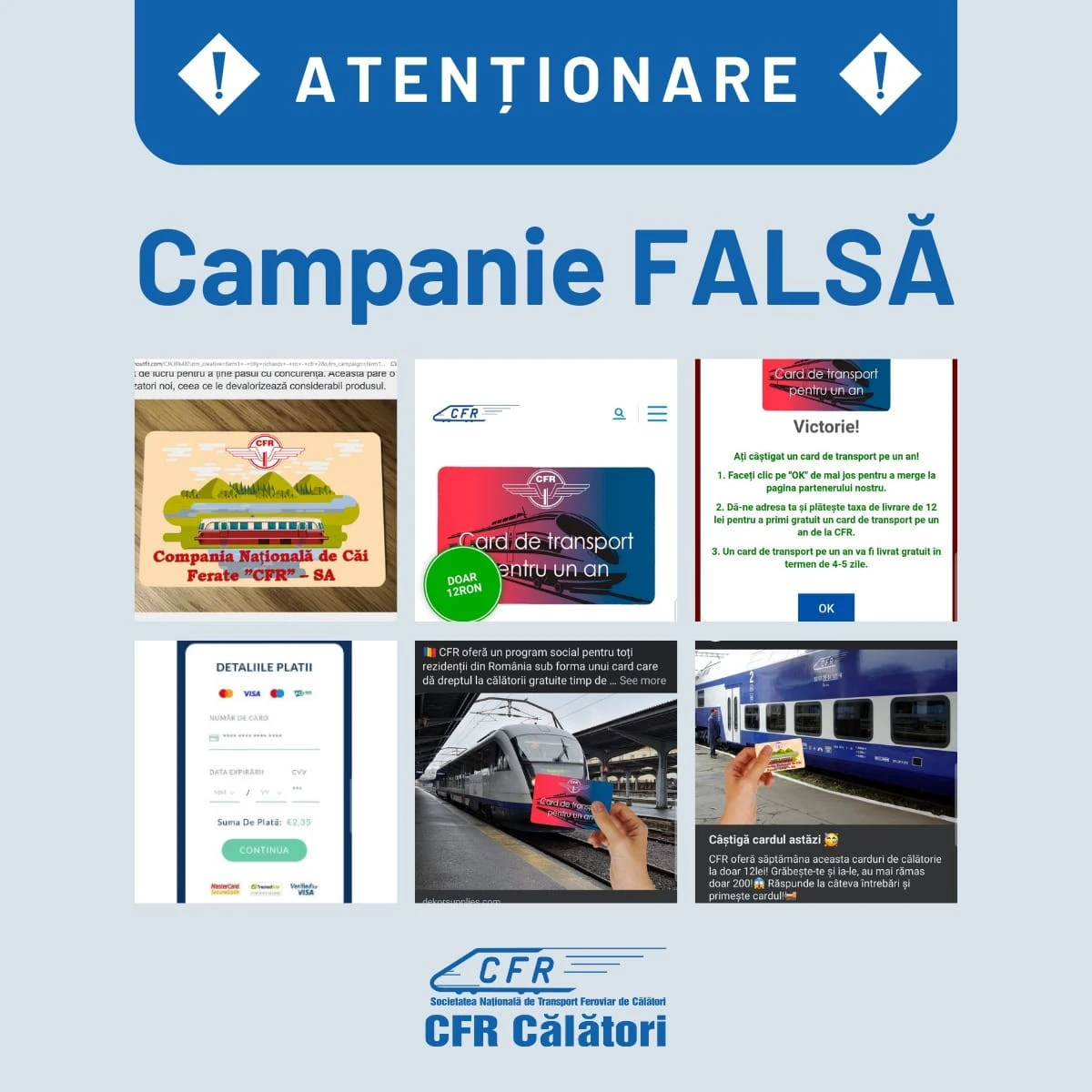 CFR Călători atenţionează asupra unui concurs fals ce oferă ca premiu un card-cadou de transport
