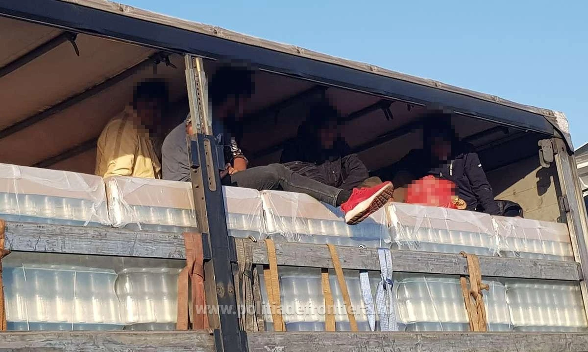 Cinci afgani, depistați într-un automarfar încărcat cu sticle la P.T.F. Nădlac II