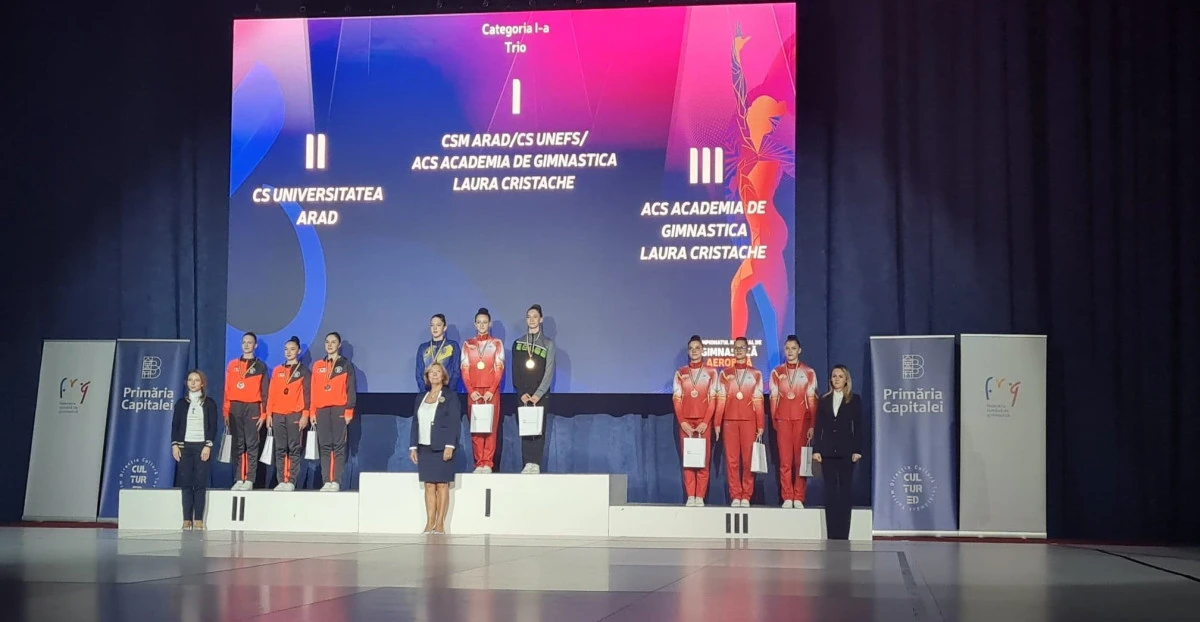 Cinci medalii în contul CSM Arad, la Naționalele de aerobic: „tricolorii” Fărcuța și Berbece au luat aur și argint în probele juniorilor! (FOTO)