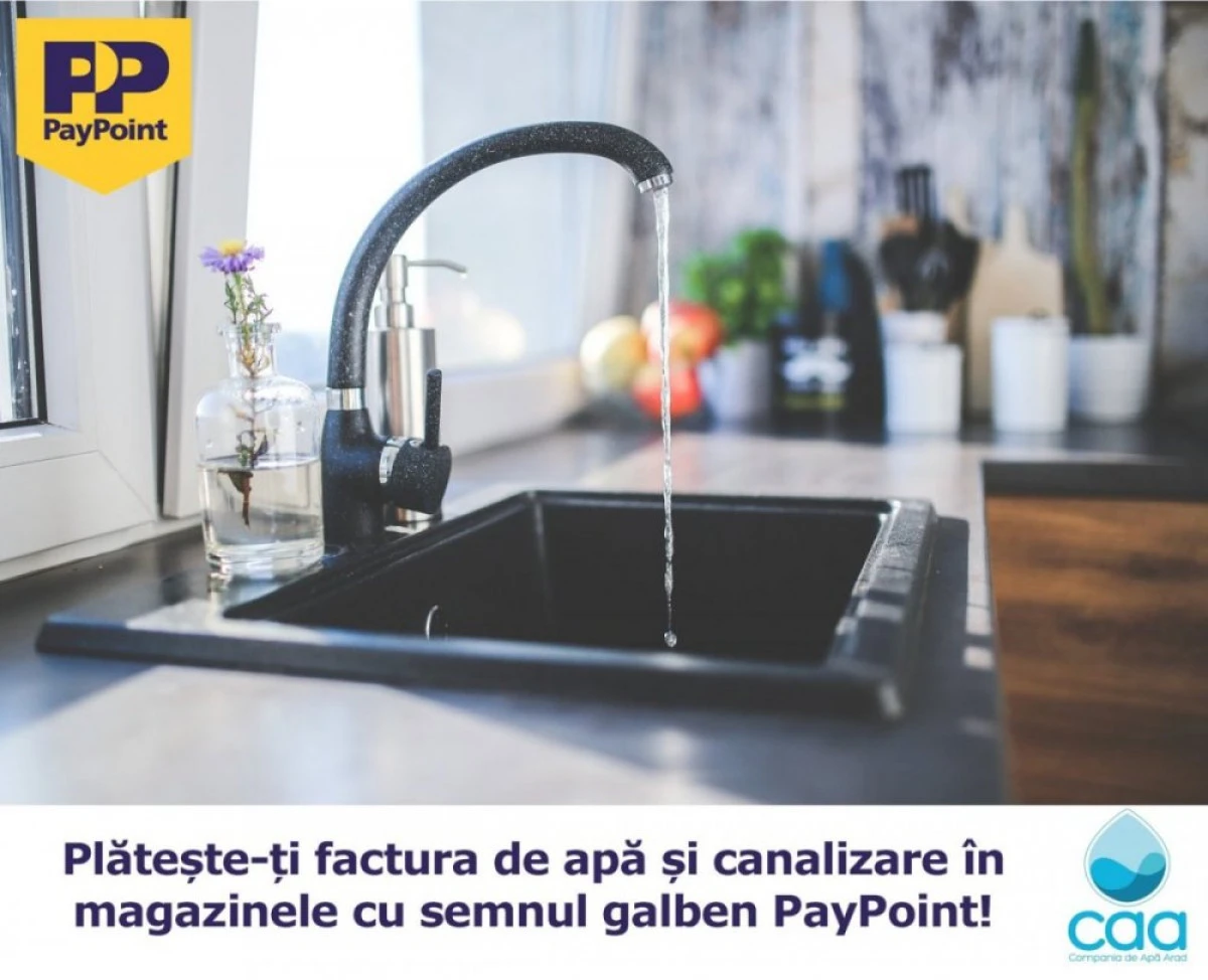 Clienții Companiei de Apă Arad pot plăti facturile în orice magazin cu siglă PayPoint