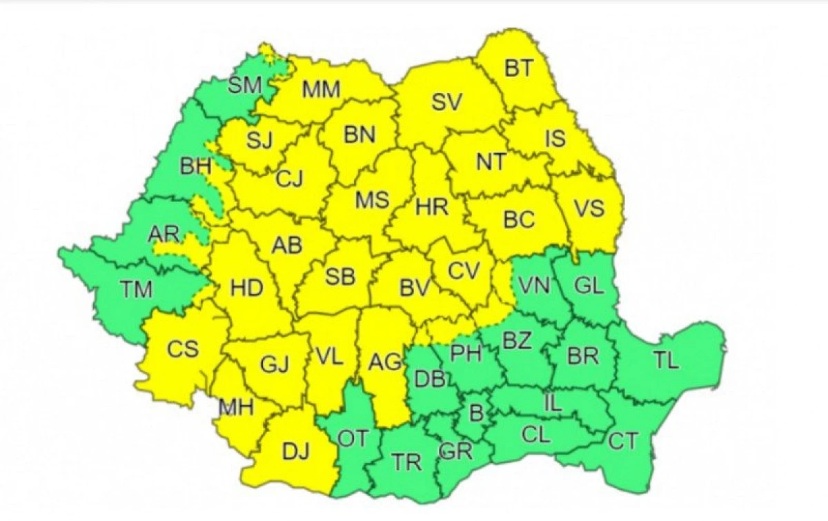 Cod galben de furtuni pentru județul Arad, până la ora 18.00