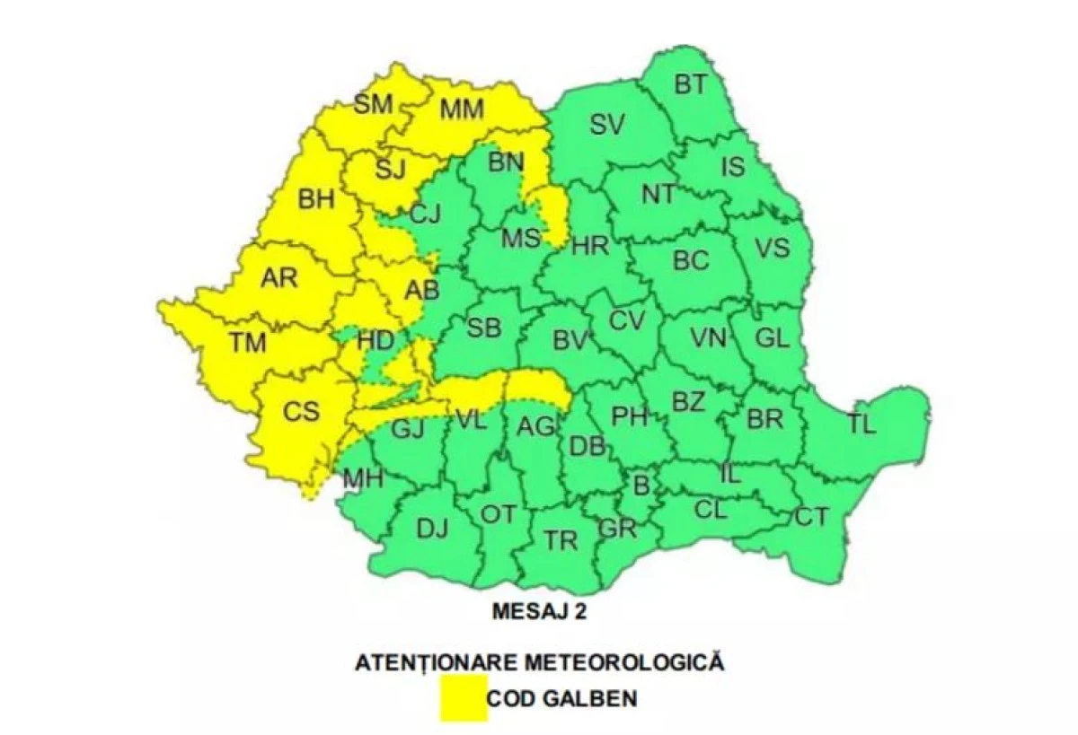 Cod galben de ger pentru județul Arad