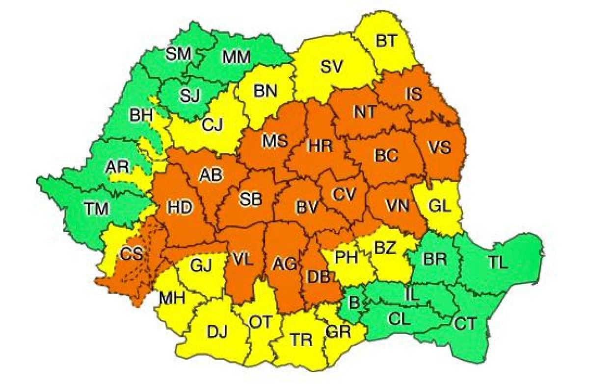 Cod galben de instabilitate atmosferică pentru județul Arad