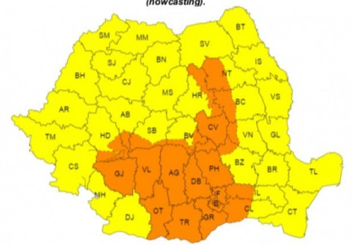 Cod galben de ploi pentru județul Arad
