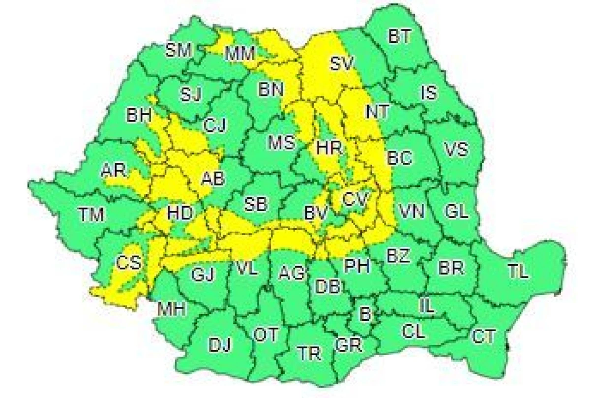 Cod galben de vreme deosebit de rece şi vânt puternic, în județul Arad