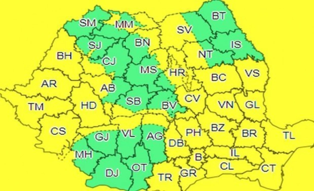 Cod galben de vreme rea pentru județul Arad, începând de vineri după-amiaza