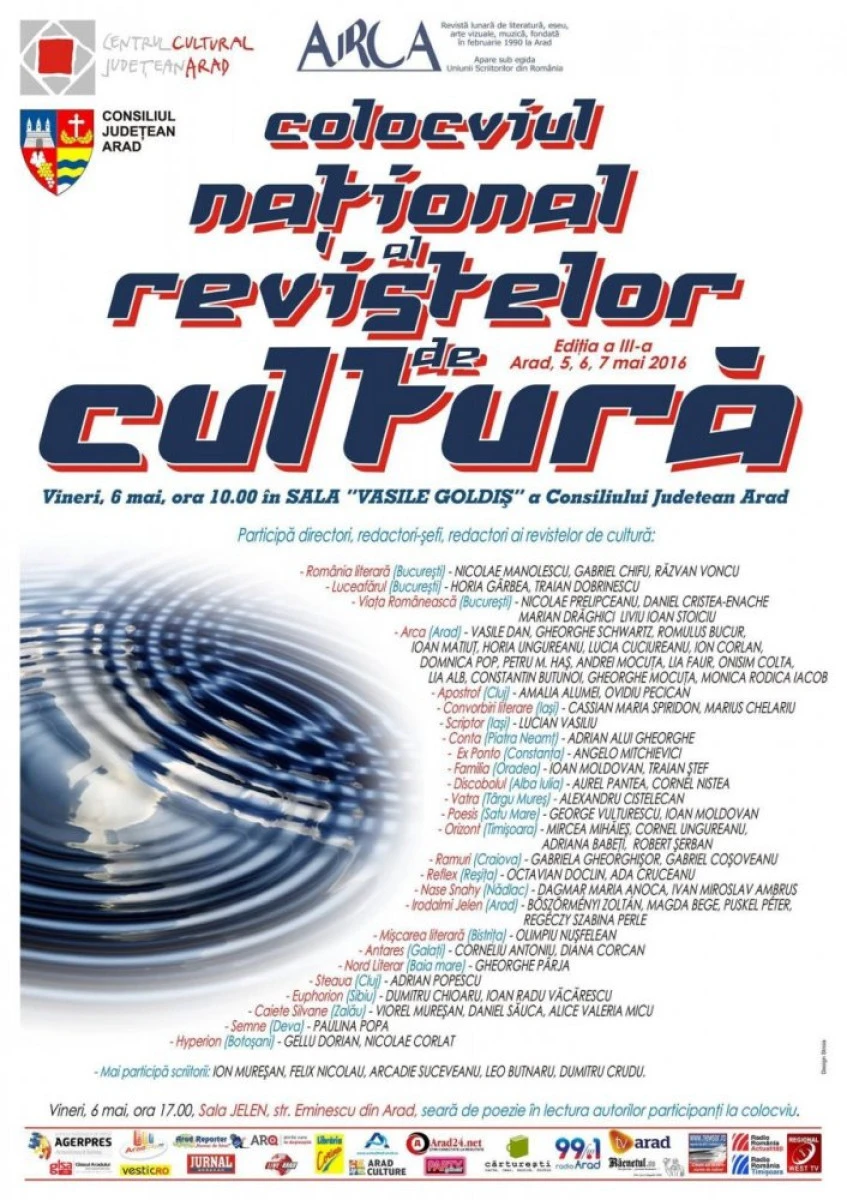 COLOCVIUL NAȚIONAL AL REVISTELOR DE CULTURĂ DIN ROMÂNIA, LA A III-A EDIȚIE