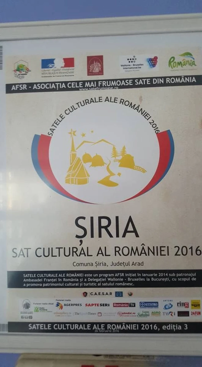 COMUNA SIRIA A FOST DESEMNATA SAT CULTURAL AL ROMANIEI 2016