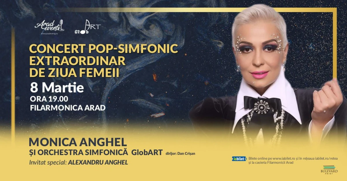 Concert de Ziua Femeii, la Filarmonica Arad: Monica Anghel și Orchestra Simfonică GlobART