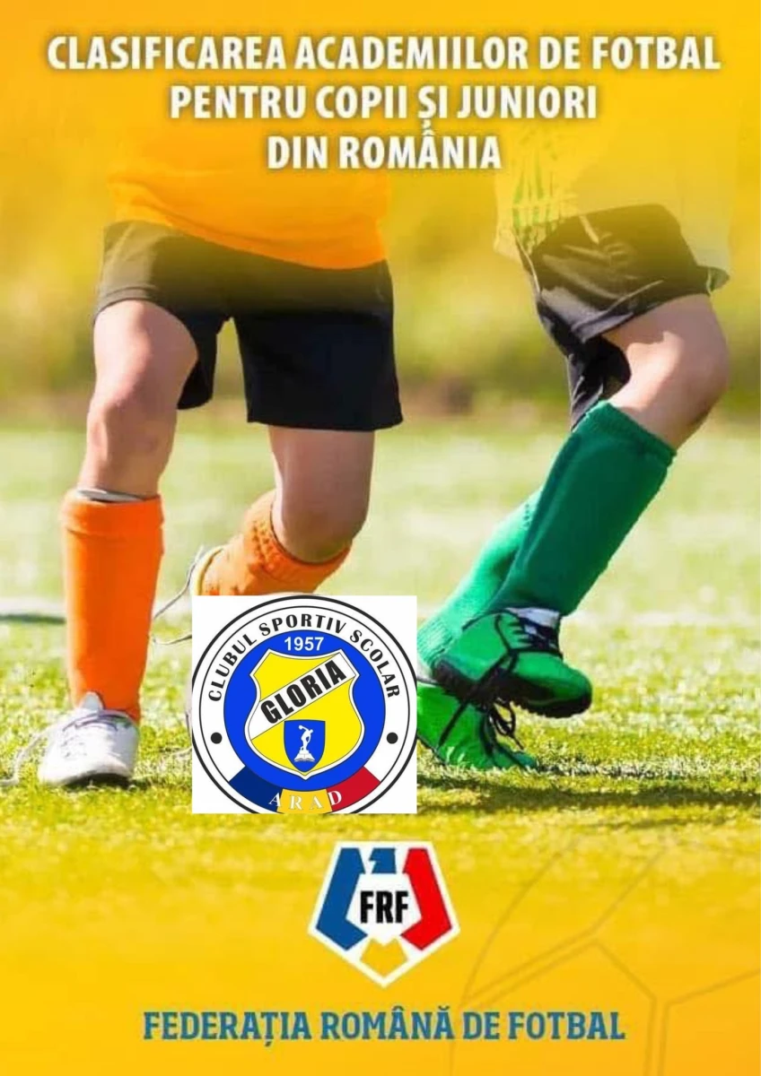 CSS Gloria Arad a urcat în clasamentul academiilor de fotbal din România. Clubul ocupă locul 81 la nivel național