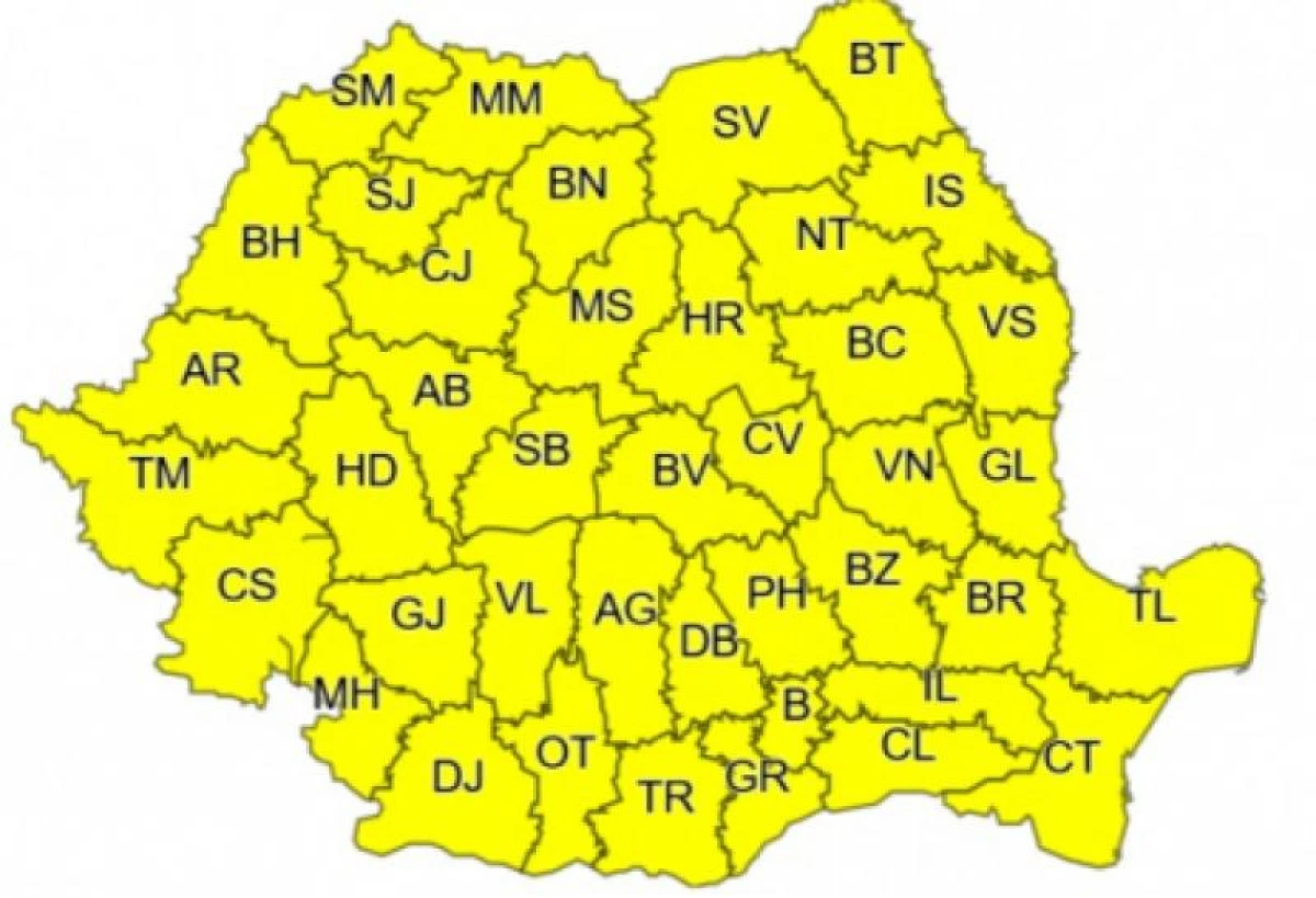 Două avertizări Cod Galben și o avertizare Cod Portocaliu, valabile în următoarele zile