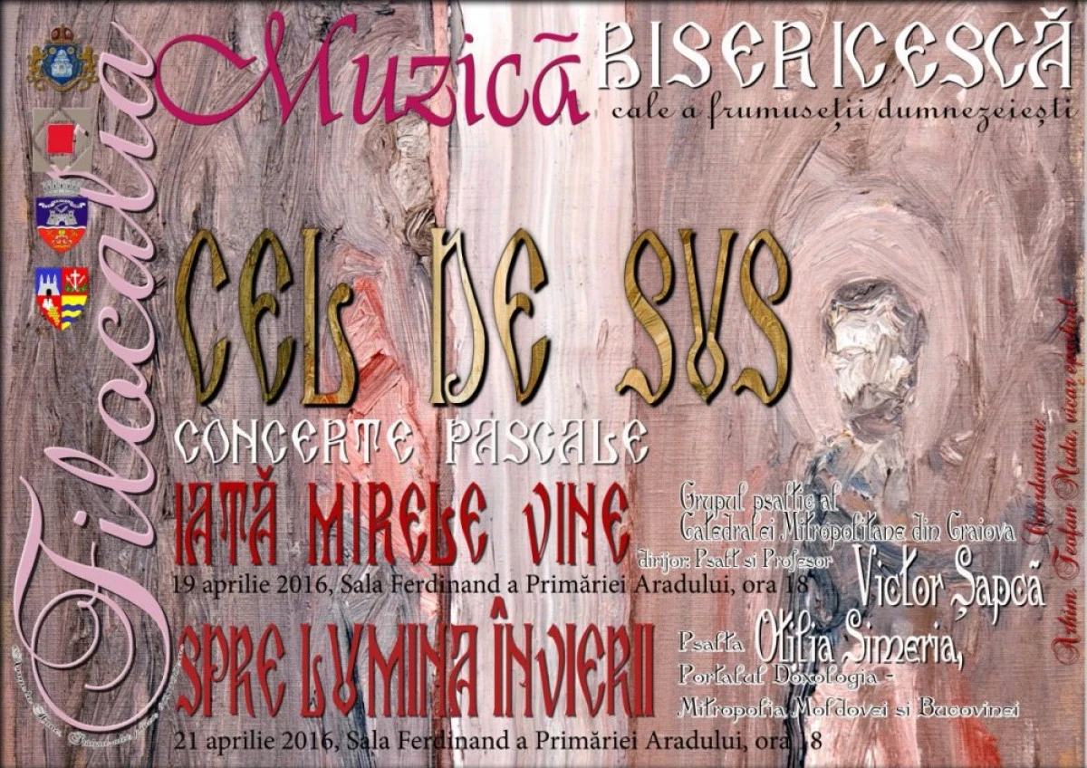 DOUĂ CONCERTE PASCALE VOR AVEA LOC ÎN SALA FERDINAND