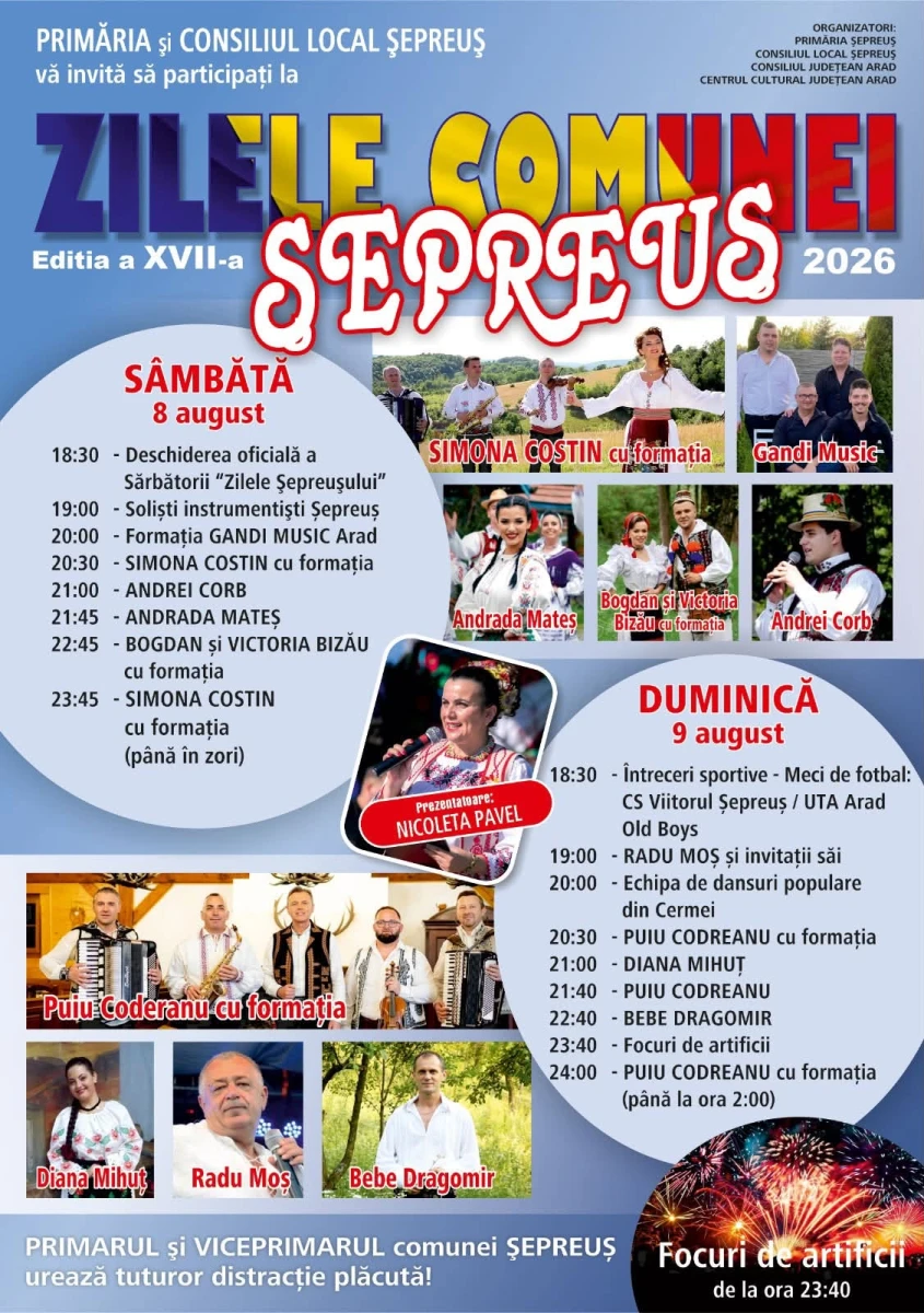Două zile de sărbătoare la Șepreuș. Muzică, dansuri, fotbal și focuri de artificii la Zilele Comunei