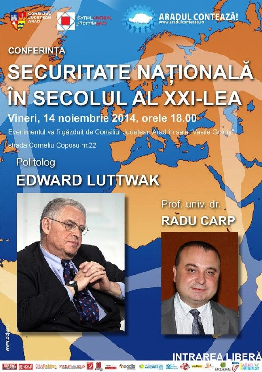 EDWARD LUTTWAK SI STEFAN HELL VOR PRIMI „DISTINCTIA JUDETULUI ARAD” 