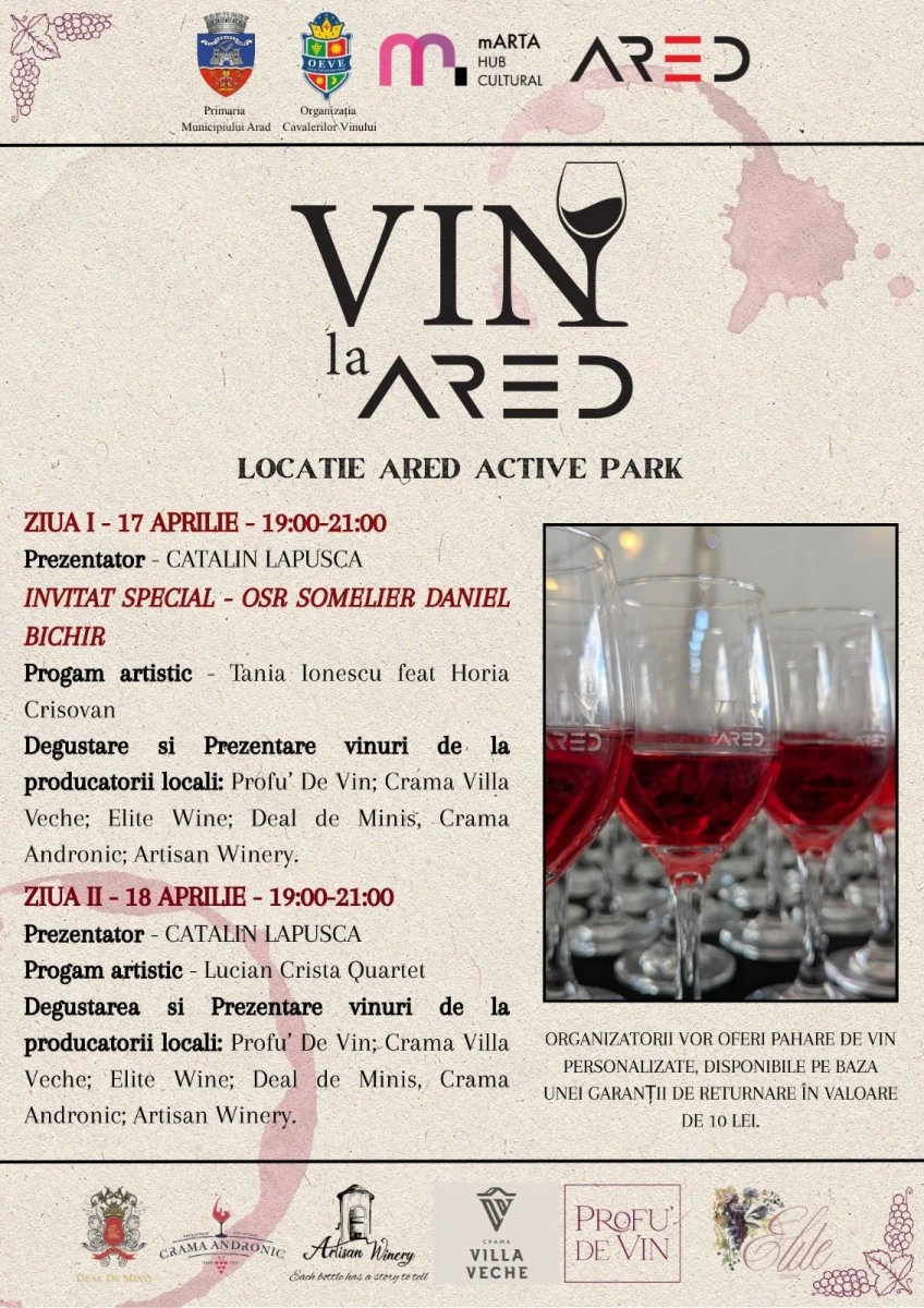 Evenimentul „Vin la ARED” aduce vinuri locale și momente artistice la ARED Active Park