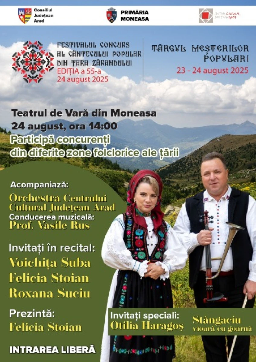 Festivalul-Concurs al Cântecului Popular din Țara Zărandului și Târgul Meșterilor Populari la Moneasa