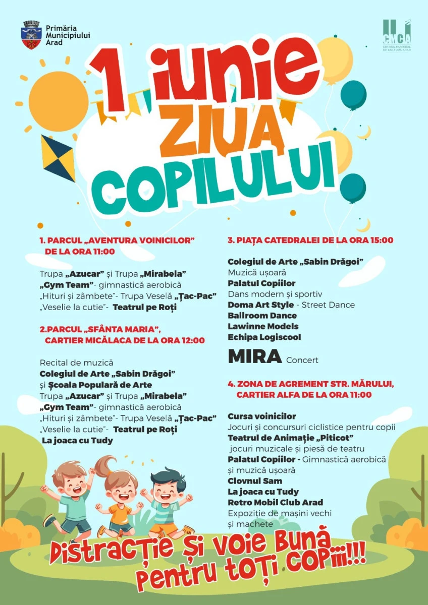 „Festivalul copilăriei“, în patru cartiere din oraș, de 1 iunie