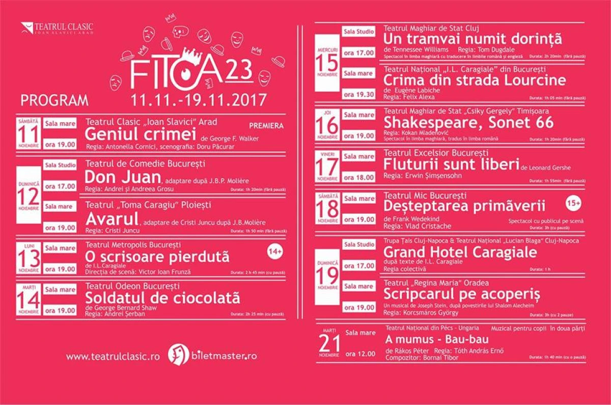 Festivalul de Teatru Clasic de la Arad spune poveşti. Programul spectacolelor