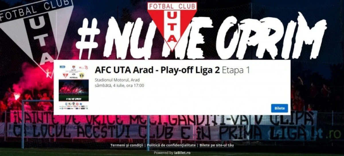 Fii alături de UTA! Cumpără bilete virtuale pentru meciul cu Petrolul