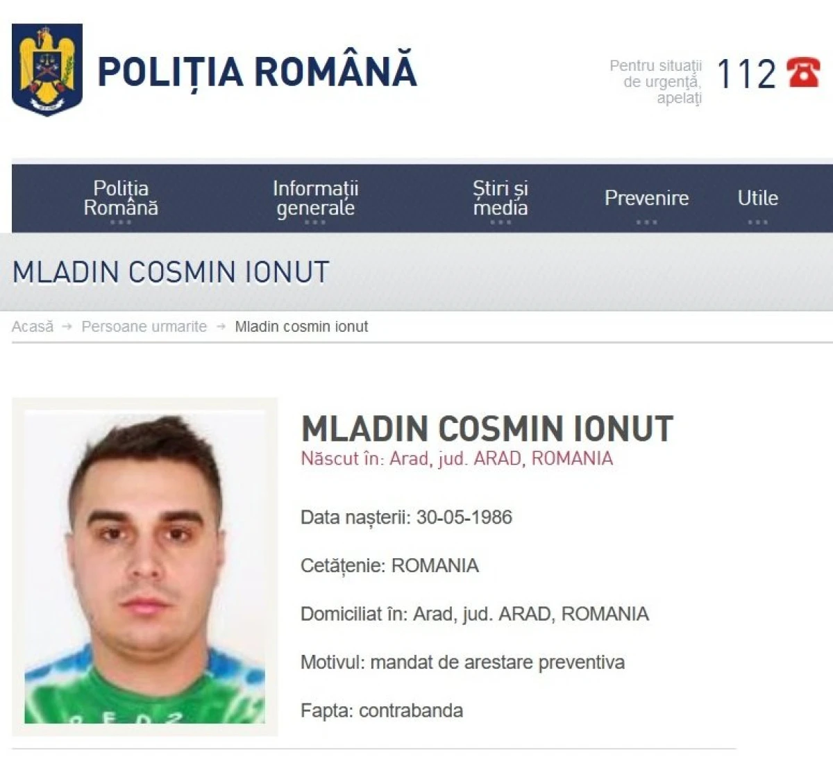 Filmele cu proști continuă: Mladin a fost dat în urmărire națională