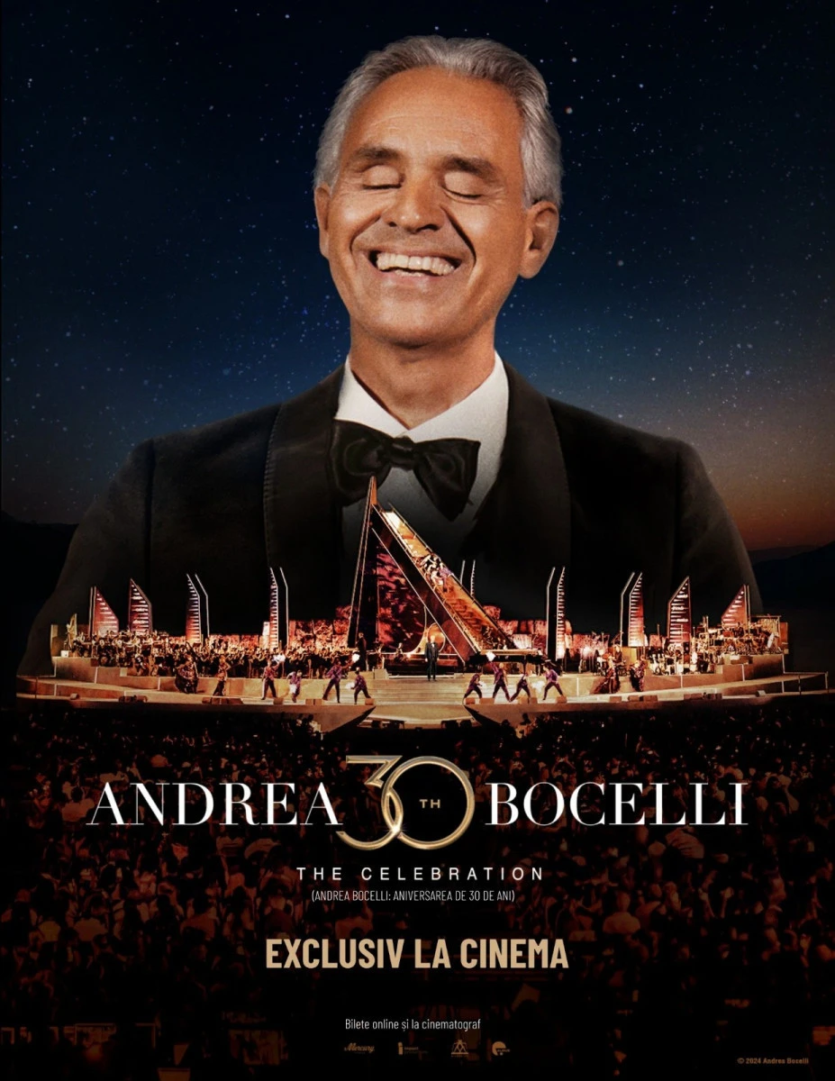 Filmul „Andrea Bocelli. Aniversarea de 30 de ani de carieră muzicală“, la Cinematograful „Arta“ din Arad