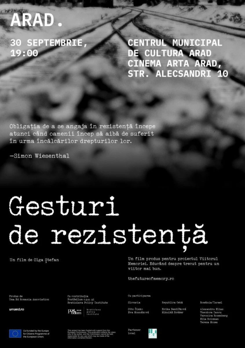 Filmul ”Gesturi de rezistență”, la Cinema Arta