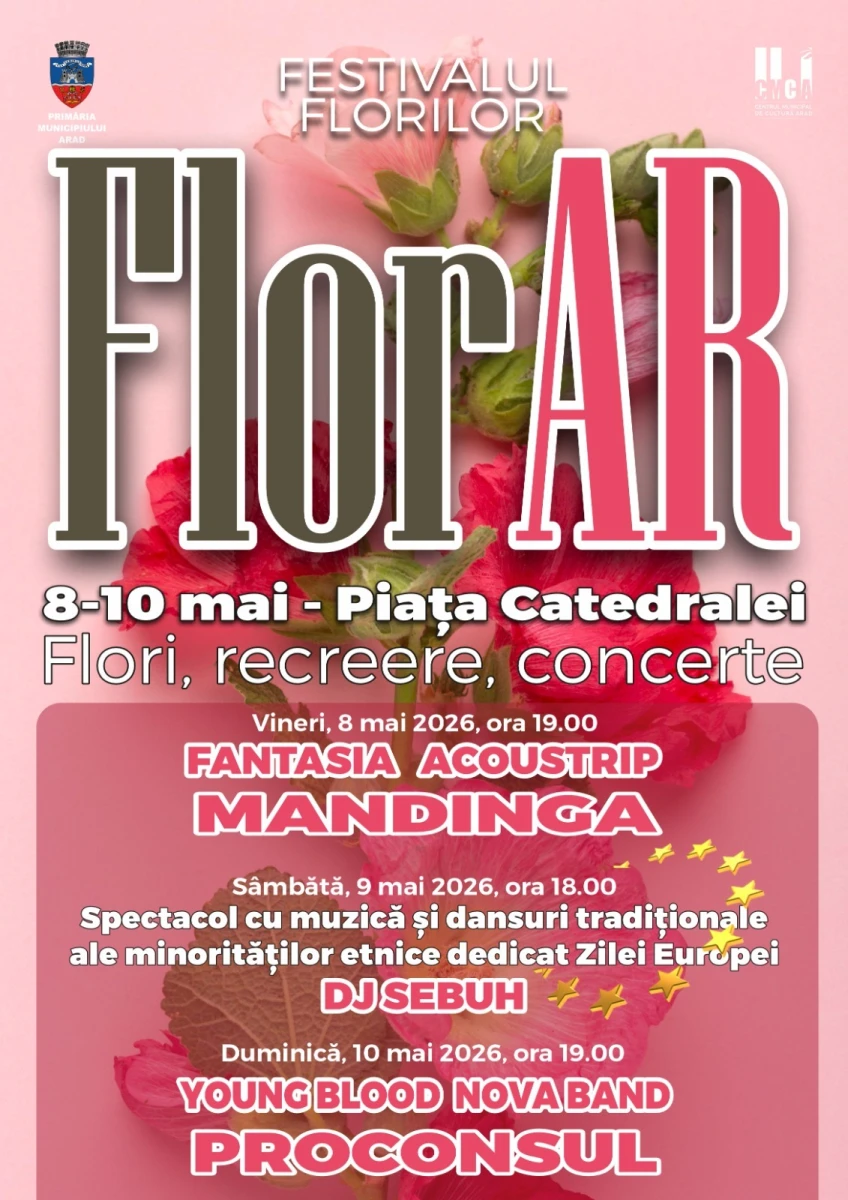 FlorAr 2026. Expoziție de flori și concerte de muzică ușoară în Piața Catedralei din Arad