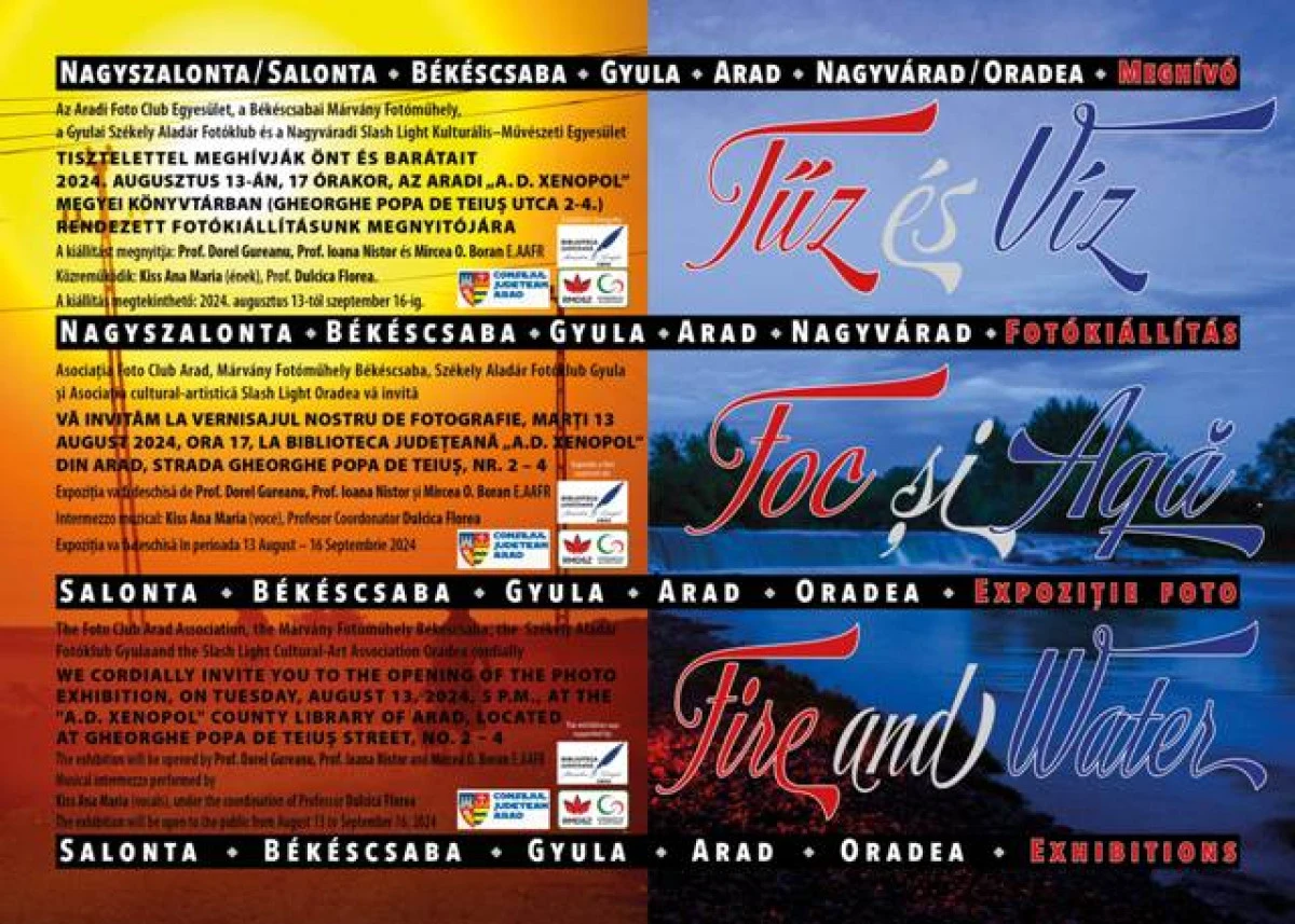 „Foc și Apă”, expoziție internațională de fotografie, la Biblioteca Județeană Arad